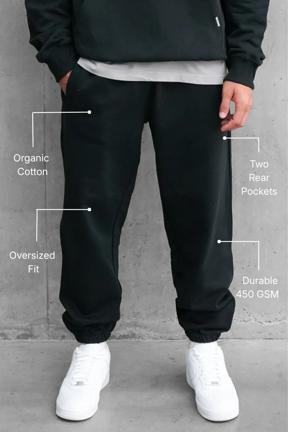 Sustainable Loopback Organic Cotton Bottom - Black